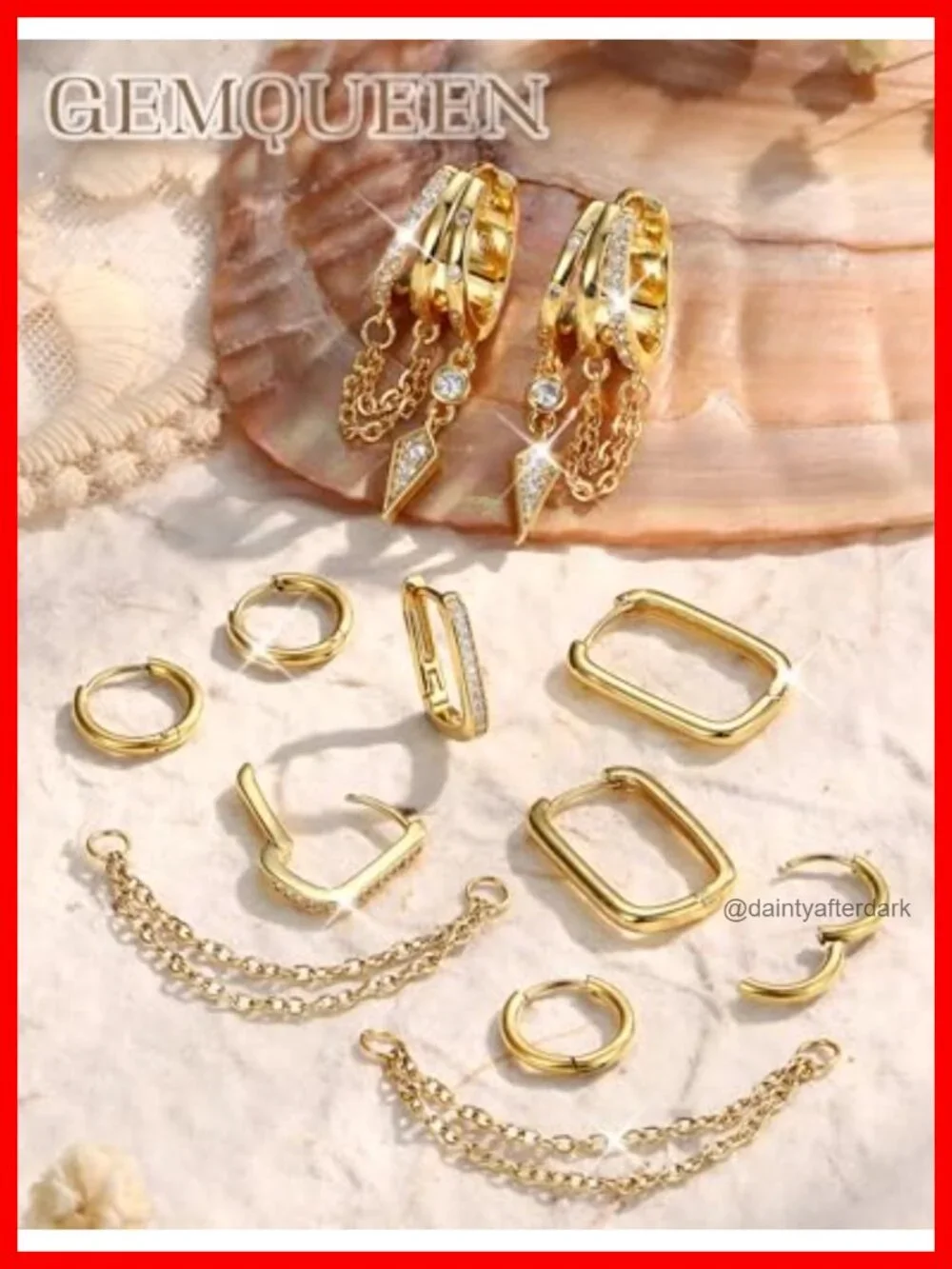 14K Gold Plated Hoop Earring Stacks Set of 5 Dainty Hypoallergenic
